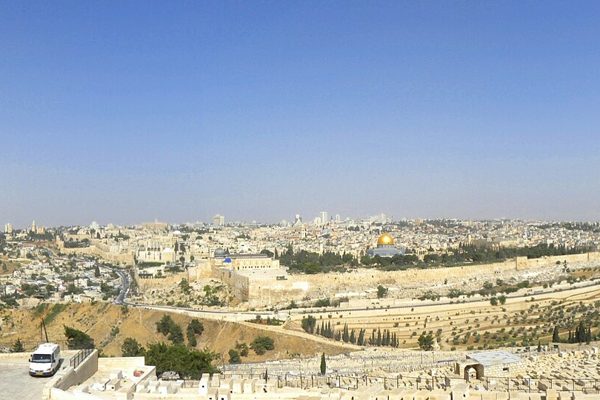 The Old City of Jerusalem from the Mount of Olives.
