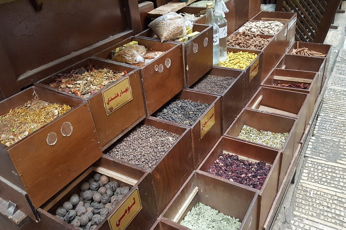 A spice stall in the old city of Nablus.