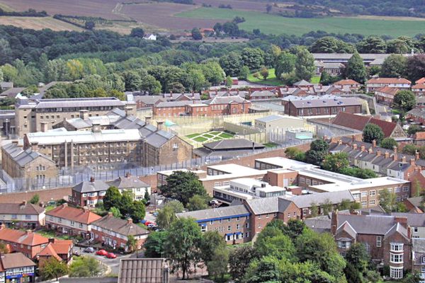 Durham Prison, seen from the cathedral tower.